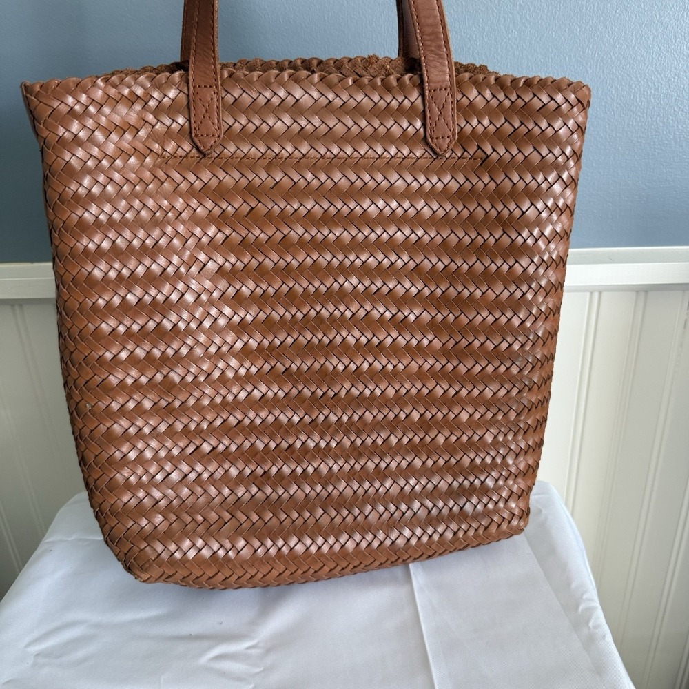 Madewell Medium Transport Tote Brown Braided Leather Shoulder Crossbody Bag